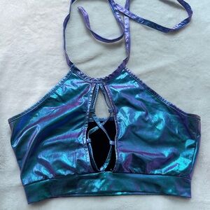 Shiny Blue and Purple Halter Top
